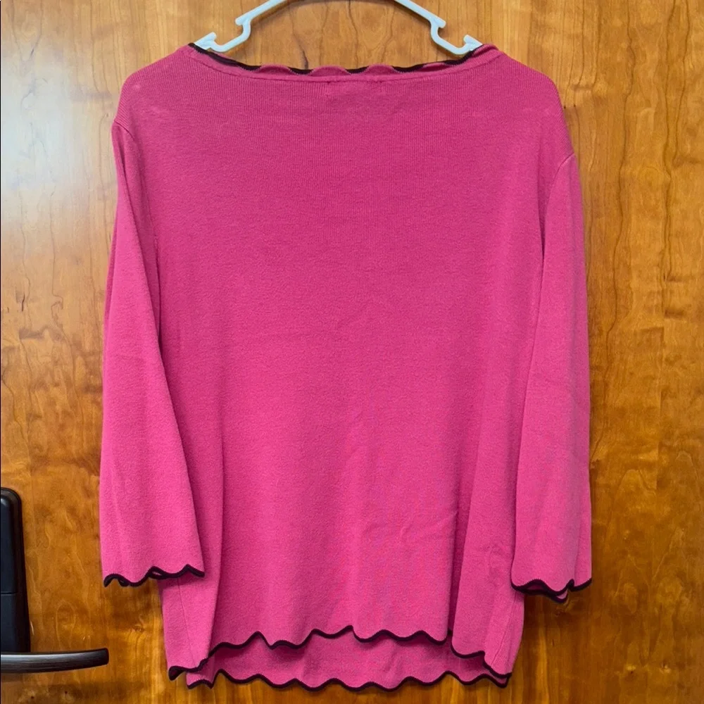 Roz & Ali Pink Long Sleeve With Black Ruffle - Picture 2 of 2